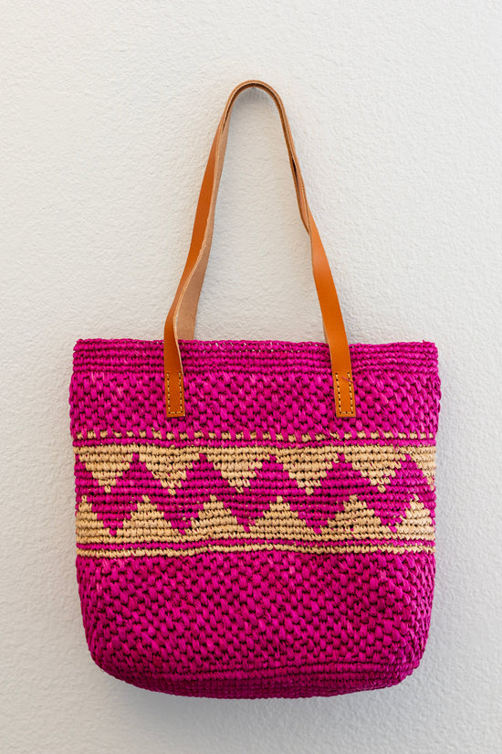 The Vibrant Geometric Raffia Tote