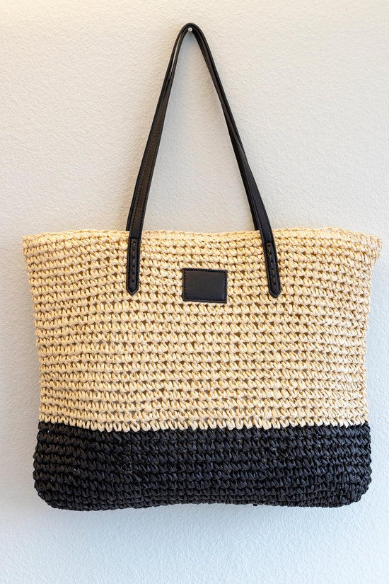 The Monochrome Two-Tone Raffia Tote