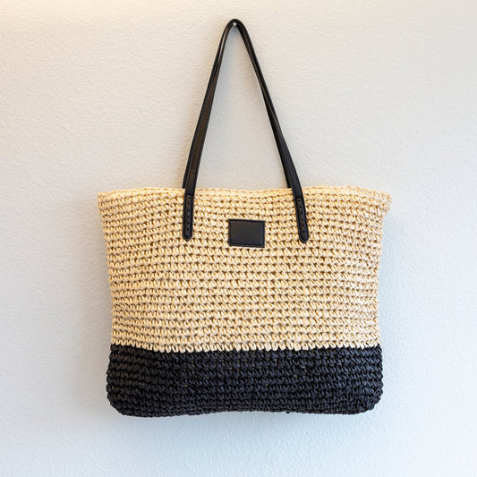 The Monochrome Two-Tone Raffia Tote