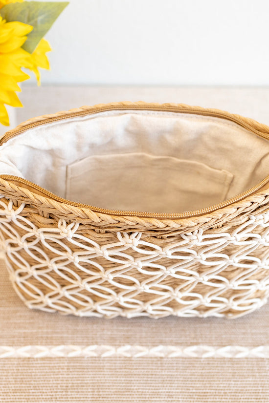 The Artisanal Lattice Raffia Crossbody