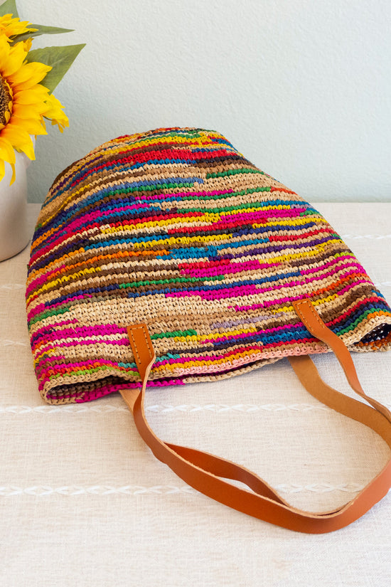 The Multi-Color Striped Raffia Tote