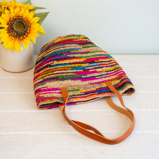 The Multi-Color Striped Raffia Tote
