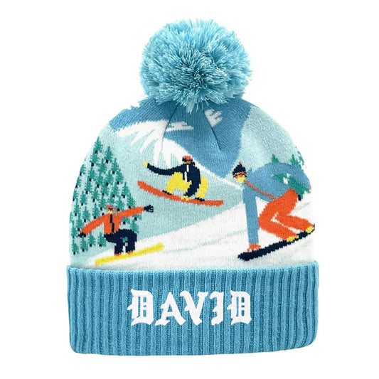 The David Alpine Skier Knit Pom Beanie