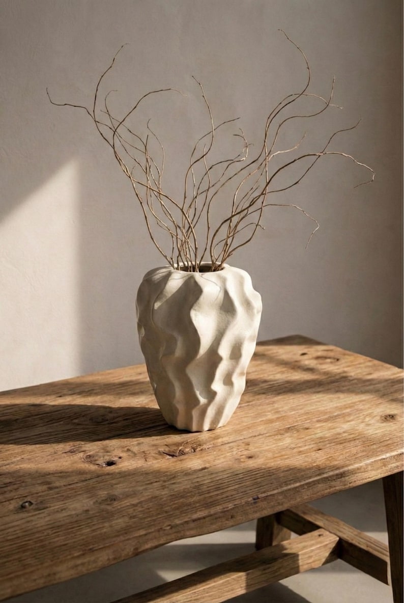 The Wabi-Sabi Ribbed Ceramic Art Vase