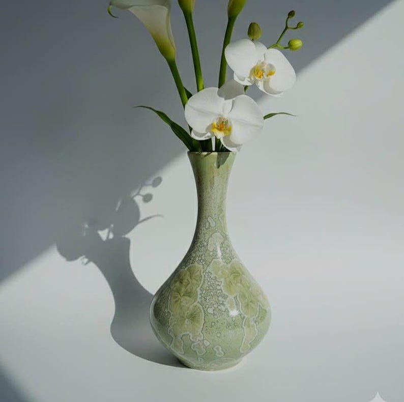 The Sage Crystalline Teardrop Ceramic Vase